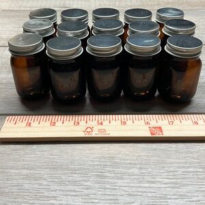 Amber Glass Jar with Silver Lid